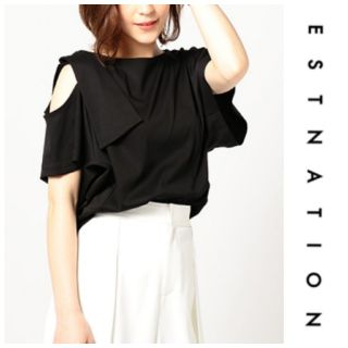 エストネーション(ESTNATION)のESTNATION　リボンショルダーカットソー(カットソー(半袖/袖なし))