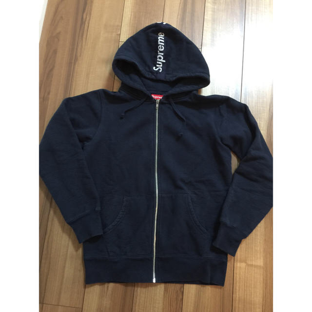 Sサイズ supreme tape logo zip upパーカー ネイビー