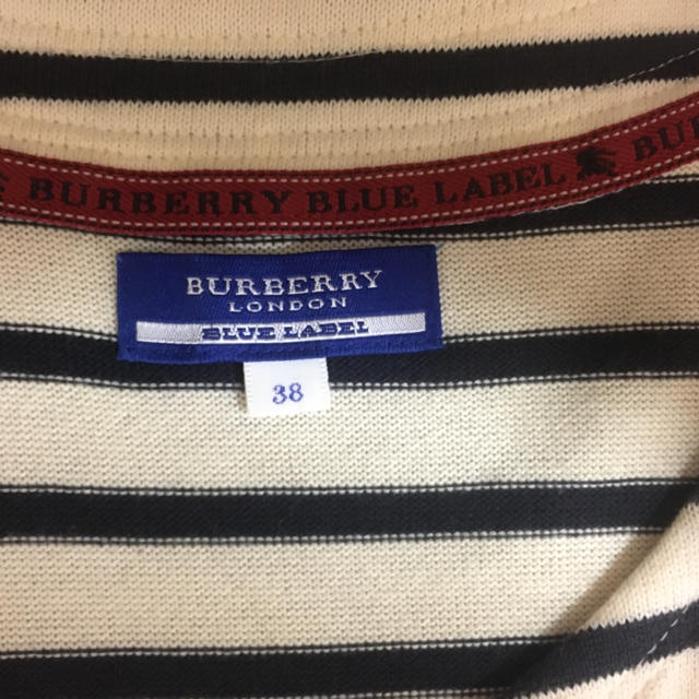 BURBERRY BLUE LABEL(バーバリーブルーレーベル)のバーバリー ブルーレーベル ホースマーク ストライプの可愛いベルト付きワンピース レディースのワンピース(ミニワンピース)の商品写真