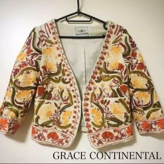 グレースコンチネンタル(GRACE CONTINENTAL)の刺繍 ジャケット (ノーカラージャケット)
