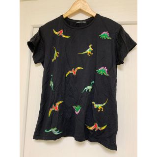 ザラ(ZARA)のZARA  恐竜柄刺繍入りクルーネックTシャツ(Tシャツ(半袖/袖なし))