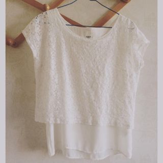 ヒアーズ(HERE'S)のhere's お花レースtops(Tシャツ(半袖/袖なし))