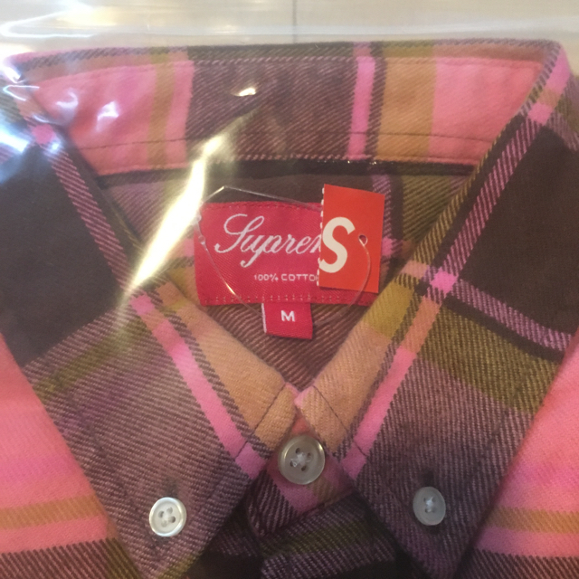 supreme plaid flannel shirt dusty pink M