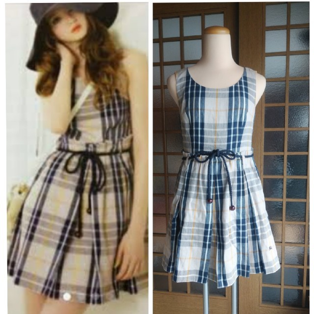 バーバリーブルーレーベル★胸元リボンワンピース　38 未着用 バーバリーブルーレーベル ワンピース キャミワンピース フリル