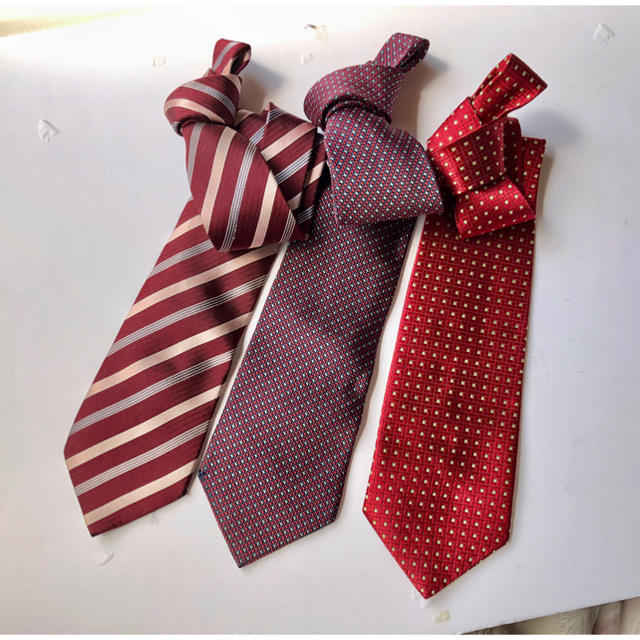 ※ JOE様 専用※ 赤系 シルク100% ネクタイ 3本セット   メンズのファッション小物(ネクタイ)の商品写真
