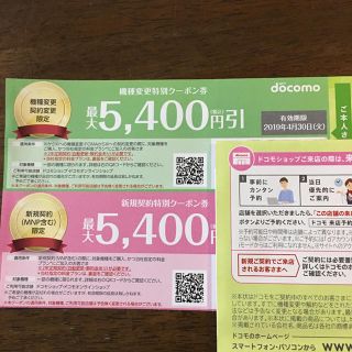 エヌティティドコモ(NTTdocomo)のdocomo ドコモ クーポン券(ショッピング)