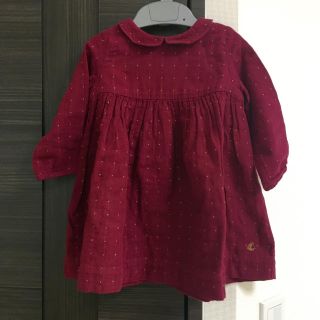 プチバトー(PETIT BATEAU)の【プチバトー】襟付きボルドーワンピース(ワンピース)