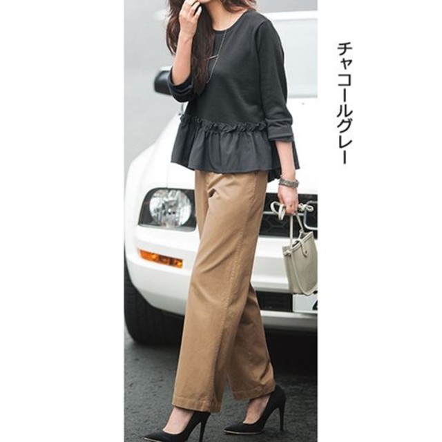 裾フリルカットソー3L 新品未使用 レディースのトップス(カットソー(長袖/七分))の商品写真