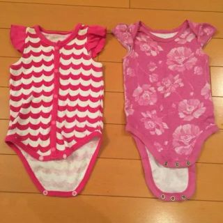 オールドネイビー(Old Navy)のold navy  ロンパース 肌着 2枚セット 女の子 3~6M(ロンパース)