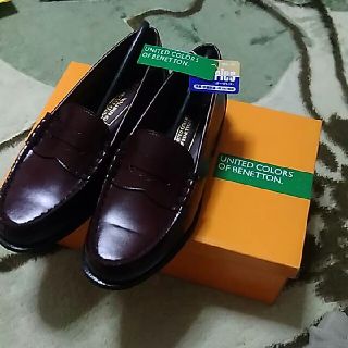 値下　新品未使用　ベネトン　BENETTON　ローファー 茶　革靴　24.5cm(ローファー/革靴)