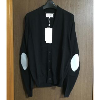 マルタンマルジェラ(Maison Martin Margiela)の黒S新品 マルジェラ エルボーパッチ ニットカーディガン 18SS(ニット/セーター)