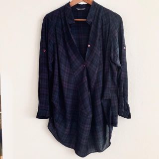 スコットクラブ(SCOT CLUB)の【ピピ★さまご専用】変形ロングチェックシャツ ネイビー スコットクラブ(シャツ/ブラウス(長袖/七分))