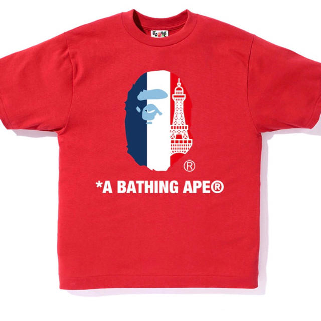 送料無料 BAPE FR PARIS TEE XL RED