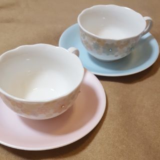 アフタヌーンティー(AfternoonTea)の未使用　アフタヌーンティー　カップ&ソーサー　ペア　スワロフスキー付　日本製(グラス/カップ)