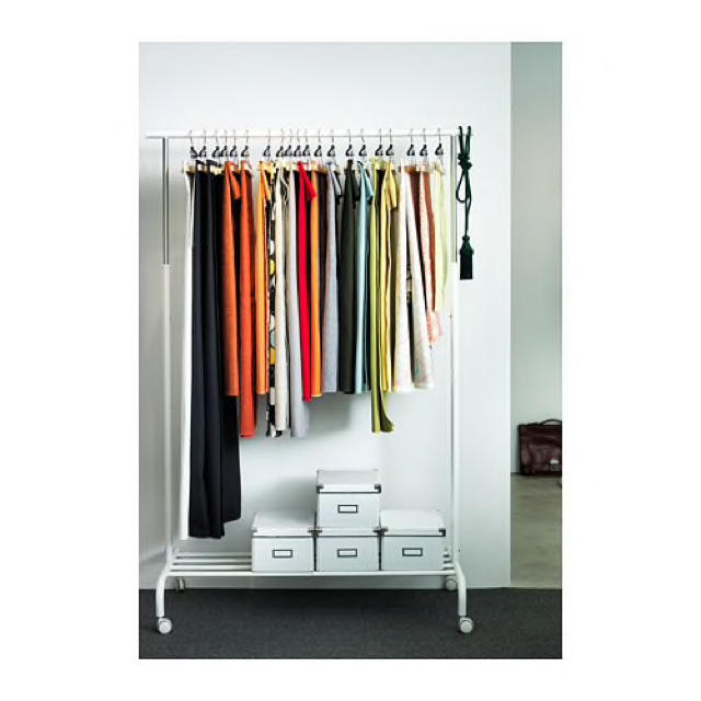 IKEA(イケア)のRIGGA リッガ 洋服ラック, ホワイト インテリア/住まい/日用品の収納家具(棚/ラック/タンス)の商品写真