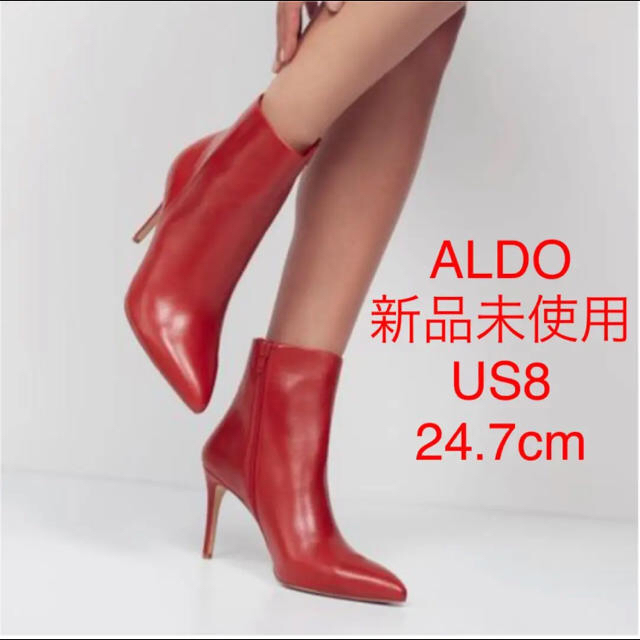 【予約受付中】 ALDO 新品 - ALDO Wiema 完売 日本未入荷 本革 24.5 ブーティ Red ブーティ