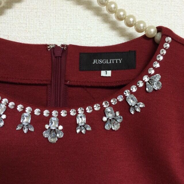 JUSGLITTY(ジャスグリッティー)のJUSGLITTY衿ビジュー半袖ブラウス レディースのトップス(シャツ/ブラウス(半袖/袖なし))の商品写真