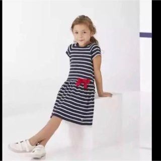 プチバトー(PETIT BATEAU)の10ans◎マリニエールリボン付きワンピース(ワンピース)