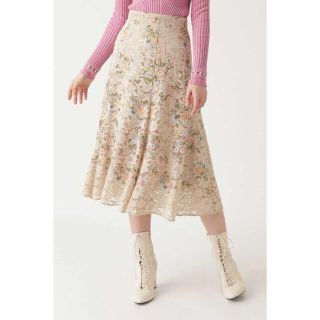 ジルスチュアート(JILLSTUART)のJILLSTUART ジル カメル刺繍レーススカート 波瑠ドラマ着用(ロングスカート)