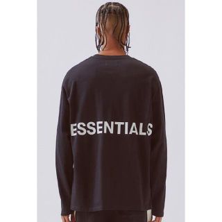 フィアオブゴッド(FEAR OF GOD)のFOG ESSENTIALS バックロゴ ロンＴ　黒　S　 新品 本物 (Tシャツ/カットソー(七分/長袖))