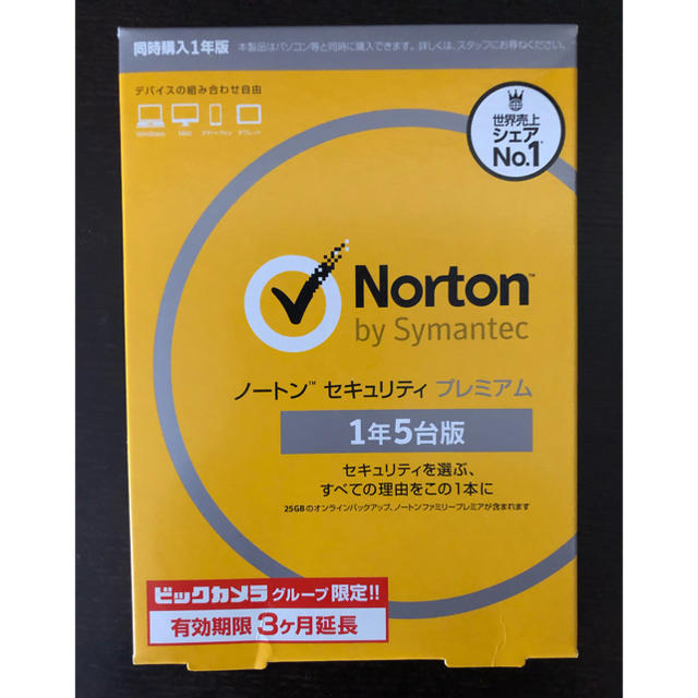 Norton(ノートン)の【新品】シマンテック Norton セキュリティプレミアム 1年5台版  スマホ/家電/カメラのPC/タブレット(その他)の商品写真