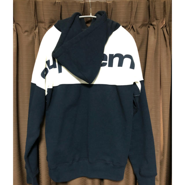 supreme blocked hoodie navy パーカー