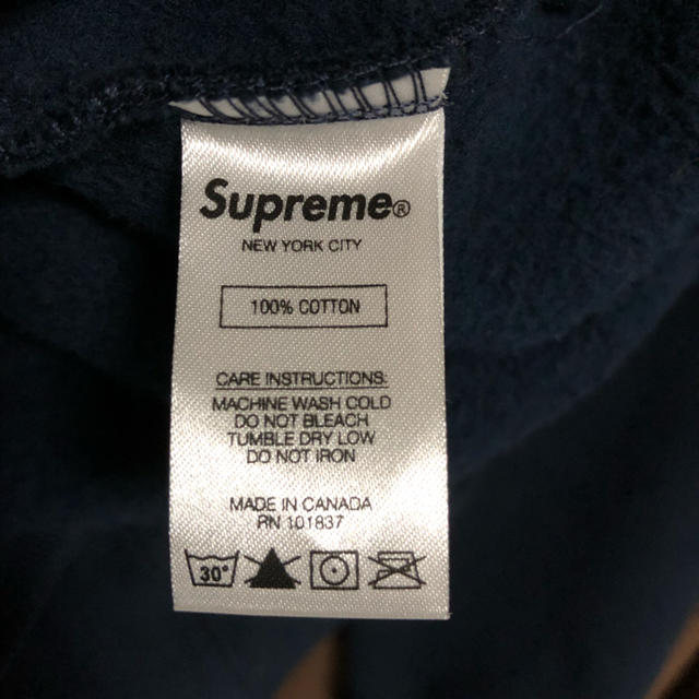 supreme blocked hoodie navy パーカー