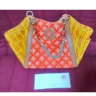 トリーバーチ(Tory Burch)の【外美品】toryburchｵﾚﾝｼﾞﾄｰﾄﾊﾞｯｸ【5回使用】(トートバッグ)