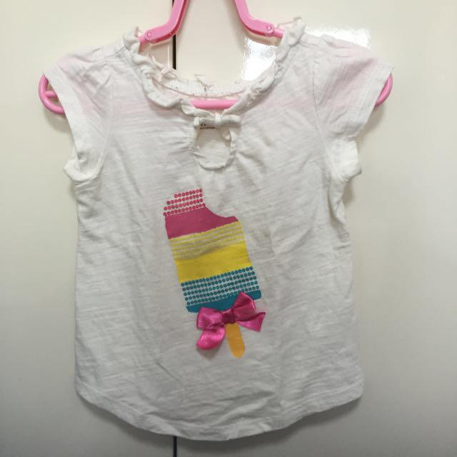 babyGAP(ベビーギャップ)のアイスとリボンのTシャツ キッズ/ベビー/マタニティのキッズ服女の子用(90cm~)(Tシャツ/カットソー)の商品写真