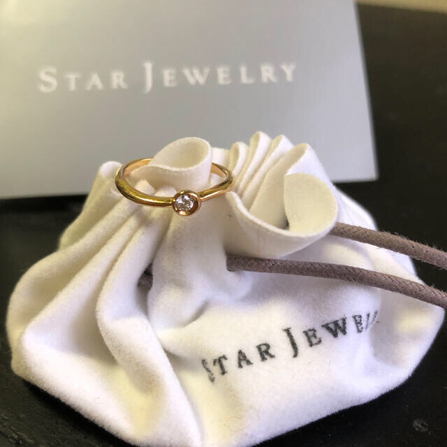 ゴールドSTAR JEWELRY✴︎K18☆ムーンセッティングダイヤリング☆7号レア