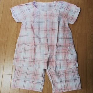 【綿100%】ピンク地チェック前開きパジャマ(半袖半ズボン)(パジャマ)