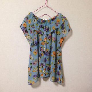 ワンアフターアナザーナイスクラップ(one after another NICE CLAUP)の花柄シフォンブラウス(シャツ/ブラウス(半袖/袖なし))