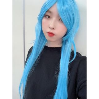 カラー ウィッグ ストレートロング コスプレ ハロウィン ブルー 水色 青(ロングストレート)