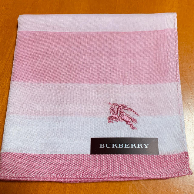 BURBERRY(バーバリー)のBURBERRY ピンク ホワイト ハンカチ ボーダー レディースのファッション小物(ハンカチ)の商品写真