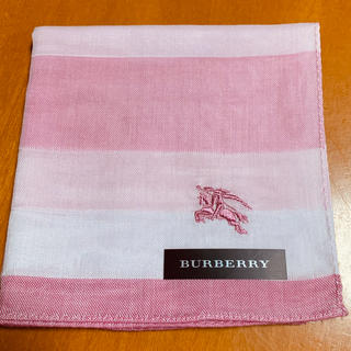 バーバリー(BURBERRY)のBURBERRY ピンク ホワイト ハンカチ ボーダー(ハンカチ)