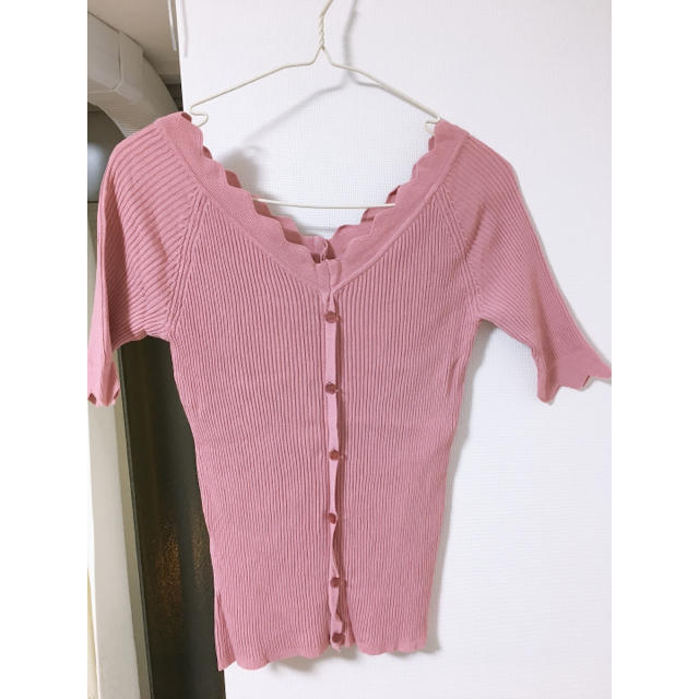 GRL(グレイル)の五分袖 トップス  ピンク　Vネック レディースのトップス(Tシャツ(半袖/袖なし))の商品写真