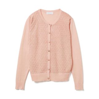 グレイル(GRL)の値下げ♡GRL ダイヤ柄ビジューボタンカーディガン ピンク トップス 人気 上品(カーディガン)