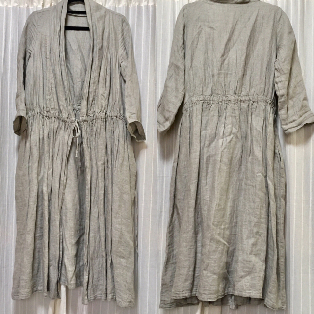 nest Robe(ネストローブ)のnest robe デラベドビーローブドレス カシュクールワンピース グレー レディースのワンピース(ロングワンピース/マキシワンピース)の商品写真