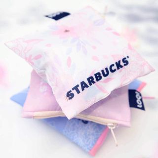 スターバックスコーヒー(Starbucks Coffee)の海外スタバ♡LOQIコラボ エコバック(さくら柄&ホワイト)日本未発売(エコバッグ)