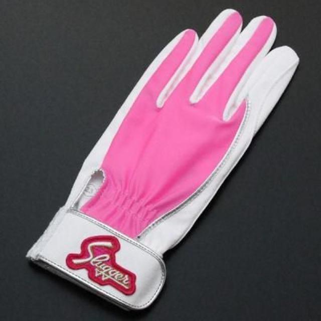 久保田スラッガー守備用手袋（左手用）S-70ホワイト×ピンク 25cm スポーツ/アウトドアの野球(その他)の商品写真