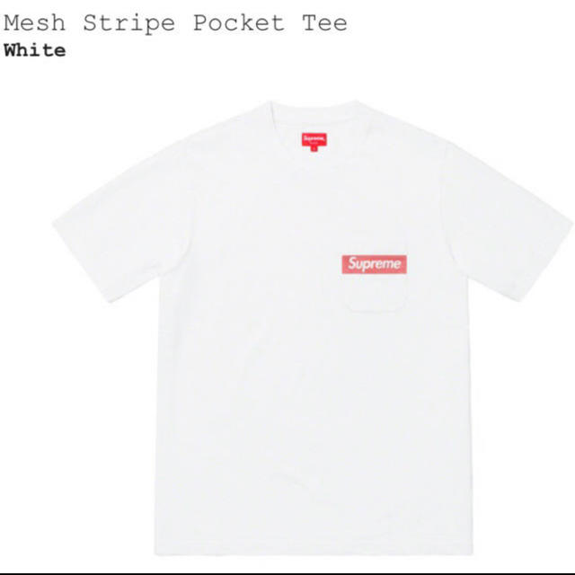 メンズsupreme Mesh stripe pocket tee 白 S 【最安値】