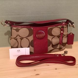 コーチ(COACH)の【希少品】COACH  ショルダーバッグ F17439 カーキ×レッド(ショルダーバッグ)