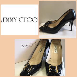 ジミーチュウ(JIMMY CHOO)のジミーチュウ  ブラックパテント ゴールドベルト   パンプス(ハイヒール/パンプス)