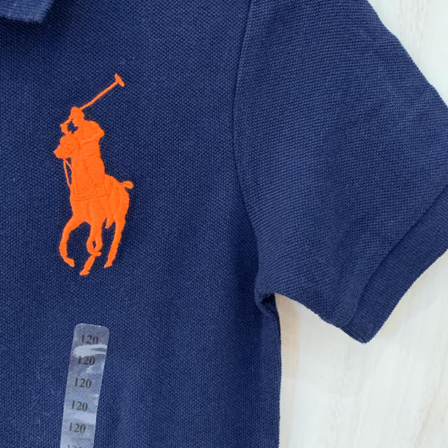 Ralph Lauren(ラルフローレン)のラルフローレン ポロシャツ 男の子 オレンジ×ネイビー ビッグポニー 120 キッズ/ベビー/マタニティのキッズ服男の子用(90cm~)(Tシャツ/カットソー)の商品写真