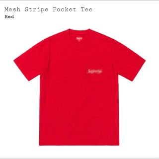 シュプリーム(Supreme)のSupreme Mesh Stripe Pocket Tee  M  Red(Tシャツ/カットソー(半袖/袖なし))