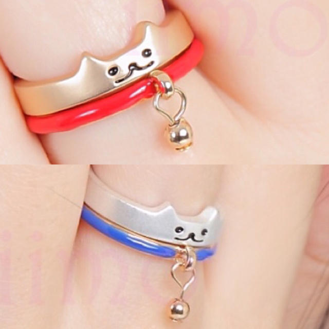 猫リングセット青★新品★銀青☆9/12/14号 レディースのアクセサリー(リング(指輪))の商品写真