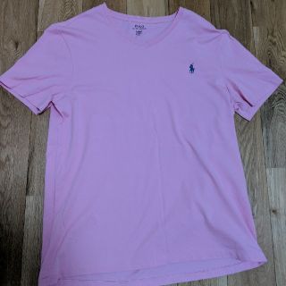 ポロラルフローレン(POLO RALPH LAUREN)のラルフローレンのピンクのVネックTシャツサイズL(Tシャツ/カットソー(半袖/袖なし))