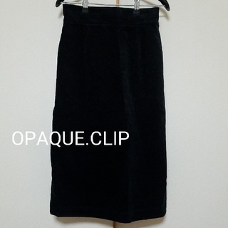 オペークドットクリップ(OPAQUE.CLIP)のOPAQUE.CLIP スエード調膝丈スカート 黒(ひざ丈スカート)