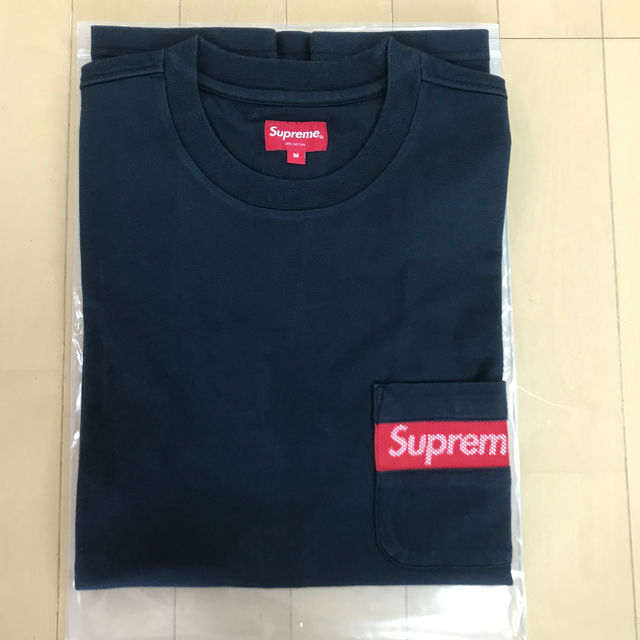 【値下げ】supreme Mesh Stripe Pocket TネイビーM