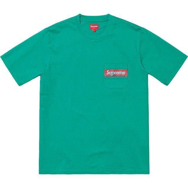 Supreme(シュプリーム)のSupreme Mesh Stripe Pocket Tee Teal Mサイズ メンズのトップス(Tシャツ/カットソー(半袖/袖なし))の商品写真